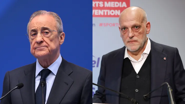 Florentino Perez Rodriguez, President of Real Madrid, and Javier Tebas, La Liga president.