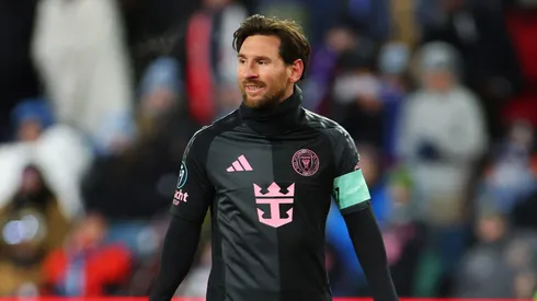 Lionel Messi of Inter Miami reacts during a 2025 Concacaf Champions Cup first leg match between Sporting Kansas City and Inter Miami at Sporting Park on February 19, 2025 in Kansas City, Kansas.