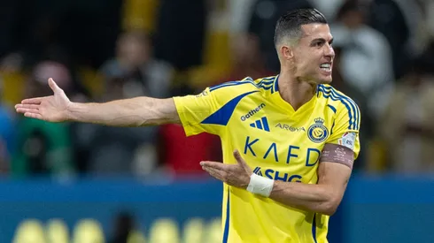 Cristiano Ronaldo of Al-Nassr FC reacts during the Saudi Pro League match between Al Nassr v Al Ettifaq at Al -Awwal Park on February 21, 2025 in Riyadh, Saudi Arabia.