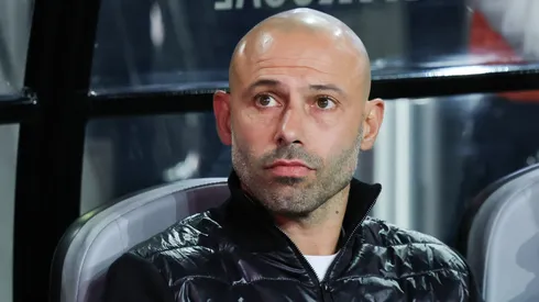 Head coach Javier Mascherano of Inter Miami CF looks on from the bench before a preseason friendly match against America at Allegiant Stadium on January 18, 2025 in Las Vegas, Nevada. Inter Miami FC defeated America 3-2 in a penalty shootout.