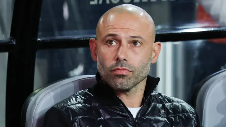 Head coach Javier Mascherano of Inter Miami CF looks on from the bench before a preseason friendly match against America at Allegiant Stadium on January 18, 2025 in Las Vegas, Nevada. Inter Miami FC defeated America 3-2 in a penalty shootout.