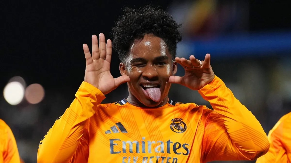 Endrick celebrates goal