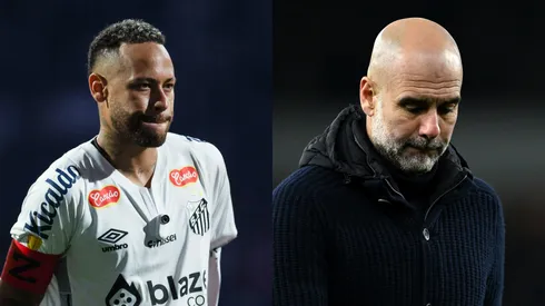 Neymar of Santos, and Pep Guardiola, Manager of Manchester City.