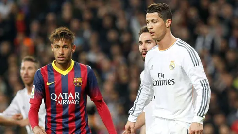 Estadio Santiago Bernabeu. Liga BBVA Real Madrid - Barcelona Neymar jr, Cristiano Ronaldo.