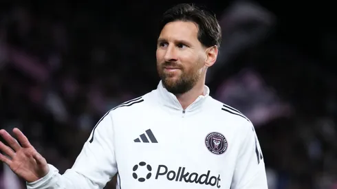 Lionel Messi #10 of Inter Miami CF warms up during the MLS match between Inter Miami CF and New York City FC at Chase Stadium on February 22, 2025 in Fort Lauderdale, Florida.