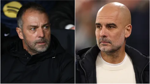 Hansi Flick (left) and Pep Guardiola (right)
