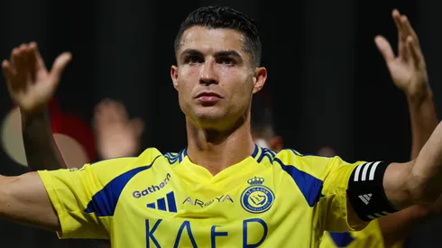 Cristiano Ronaldo of Al Nassr celebrates victory after winning the Saudi Pro League match between Al Wehda v Al Nassr at King Abdulaziz Sports City on February 25, 2025 in Mecca, Saudi Arabia.