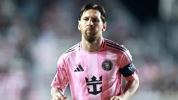 Lionel Messi #10 of Inter Miami looks on against Sporting Kansas City during the first half of a 2025 Concacaf Champions Cup second leg match between Sporting Kansas City and Inter Miami at Chase Stadium on February 25, 2025 in Fort Lauderdale, Florida.