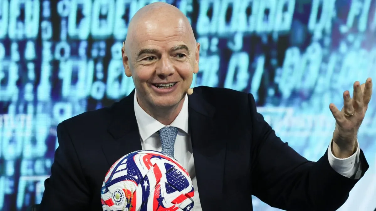 Gianni Infantino, President, FIFA - Fédération Internationale de Football Association, makes remarks during the second day of the FII PRIORITY Summit held at the Faena Hotel on February 20, 2025 in Miami Beach, Florida.