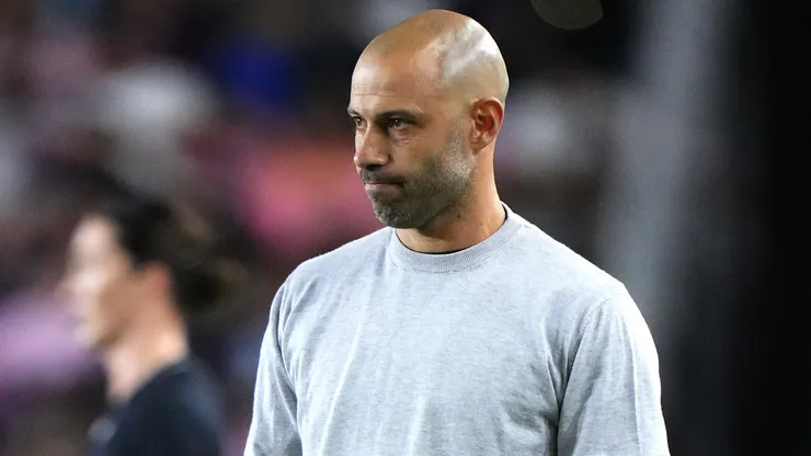 Javier Mascherano, Head Coach of Inter Miami CF, looks on during the first half of an MLS match between Inter Miami CF and New York City FC at Chase Stadium on February 22, 2025 in Fort Lauderdale, Florida.