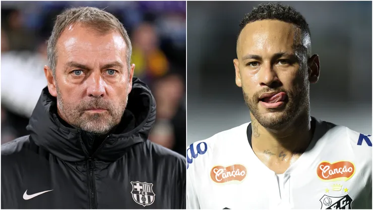 Hansi Flick 9left) and Neymar (right)