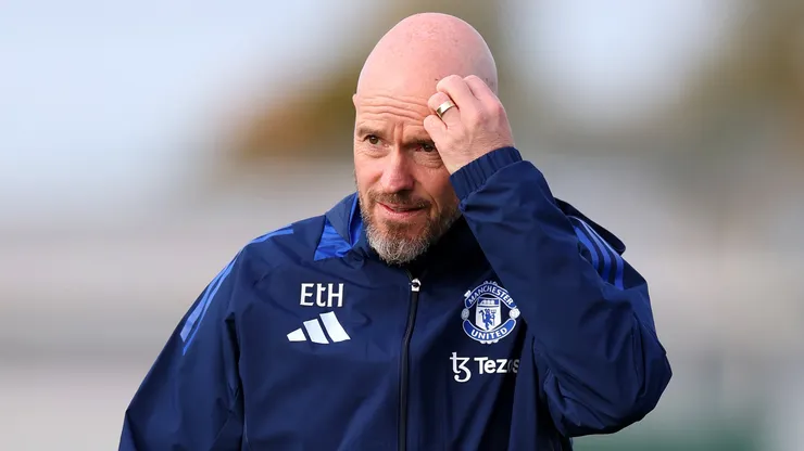 Erik ten Hag, Manager of Manchester United, looks on during the UEFA Europa League 2024/25 League Phase MD3 training and press conference at Carrington Training Ground on October 23, 2024 in Manchester, England.