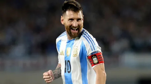 Lionel Messi of Argentina celebrates after scoring the fifth goal of his team during the FIFA World Cup 2026 South American Qualifier match between Argentina and Bolivia at Estadio Más Monumental Antonio Vespucio Liberti on October 15, 2024 in Buenos Aires, Argentina.