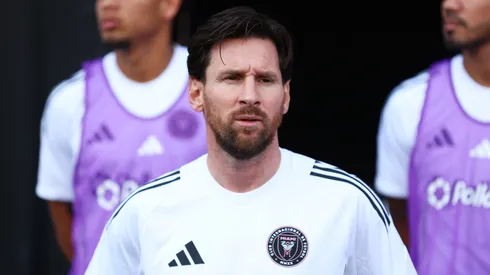 Lionel Messi #10 of Inter Miami CF looks on prior to the MLS match between Inter Miami CF and Charlotte FC at Chase Stadium on March 09, 2025 in Fort Lauderdale, Florida.