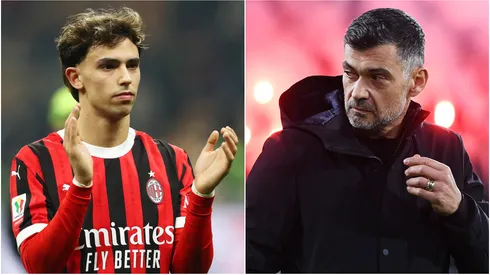 Joao Felix of AC Milan, and Sergio Conceicao, Head Coach of AC Milan.
