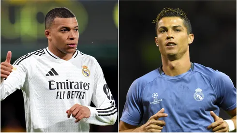Kylian Mbappe (L) and Cristiano Ronaldo (R) of Real Madrid.