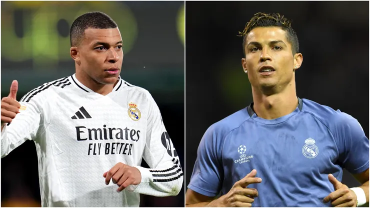 Kylian Mbappe (L) and Cristiano Ronaldo (R) of Real Madrid.