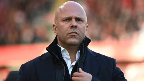 Arne Slot, Manager of Liverpool, looks on prior to the Premier League match between Liverpool FC and Ipswich Town FC at Anfield on January 25, 2025 in Liverpool, England.