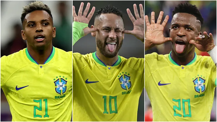 Rodrygo (left), Neymar (center), and Vinicius (right)