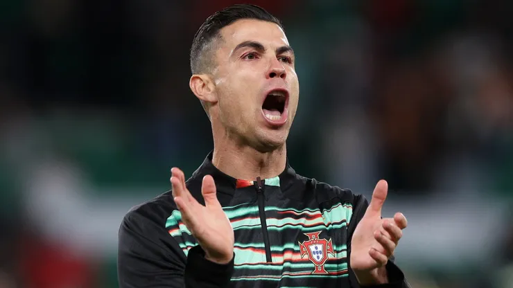 Cristiano Ronaldo of Portugal reacts prior to the UEFA Nations League Quarterfinal Leg Two match between Portugal and Denmark at Estadio Jose Alvalade on March 23, 2025 in Lisbon, Portugal.