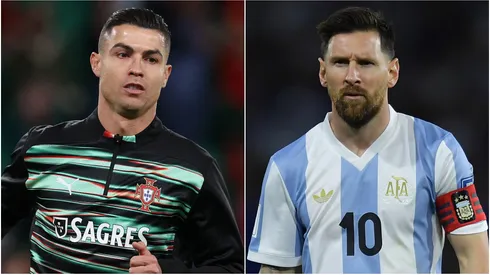 Cristiano Ronaldo (L) of Portugal and Lionel Messi (R) of Argentina.