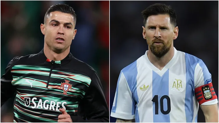 Cristiano Ronaldo (L) of Portugal and Lionel Messi (R) of Argentina.