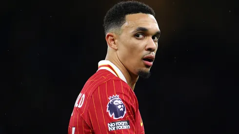 Trent Alexander-Arnold of Liverpool during the Premier League match between Manchester City FC and Liverpool FC at Etihad Stadium on February 23, 2025 in Manchester, England.