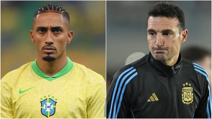 Raphinha (left) and Lionel Scaloni (right)