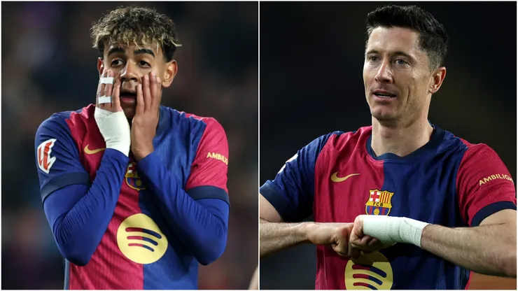 Lamine Yamal (left) and Robert Lewandowski (right)