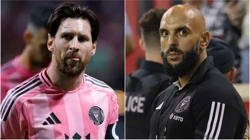 Lionel Messi (left) and Yassine Cheuko (right)