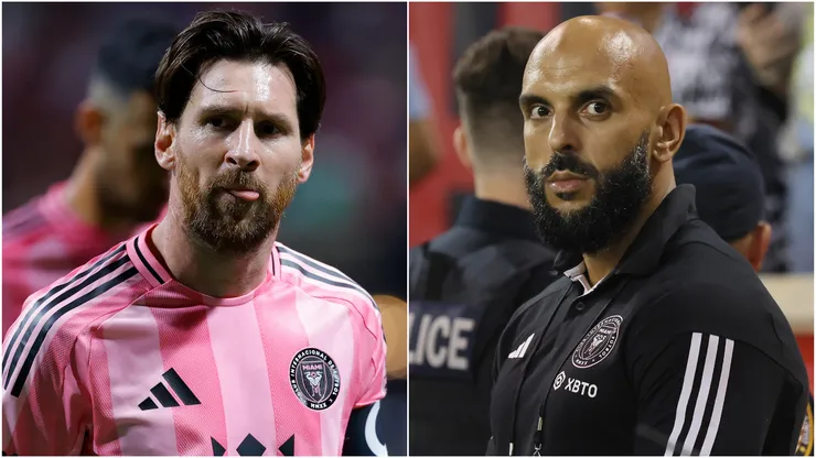 Lionel Messi (left) and Yassine Cheuko (right)