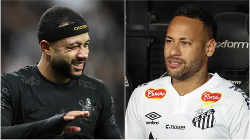 Memphis Depay (L) of Corinthians and Neymar (R) of Santos.