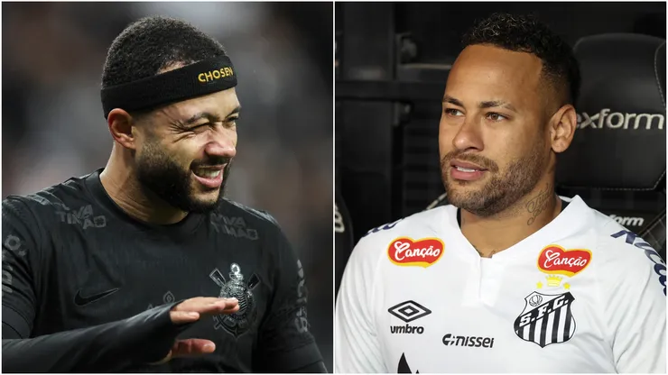 Memphis Depay (L) of Corinthians and Neymar (R) of Santos.