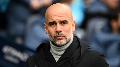 Manchester City manager Pep Guardiola during the Premier League match between Manchester City FC and Brighton & Hove Albion FC at Etihad Stadium on March 15, 2025 in Manchester, England.
