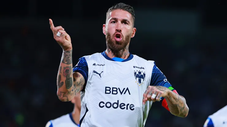 Sergio Ramos of Monterrey celebrates after scoring the team's first goal during the 11th round match between Cruz Azul and Monterrey as part of the Torneo Clausura 2025 Liga MX at Estadio Olimpico Universitario on March 08, 2025 in Mexico City, Mexico.