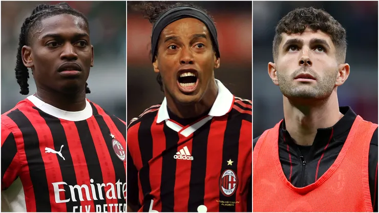 Rafael Leao (left), Ronaldinho (center), and Christian Pulisic (right)