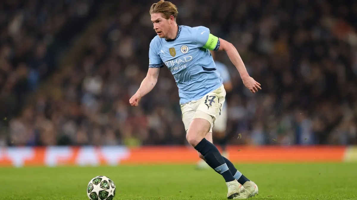 Kevin De Bruyne of Manchester City during the UEFA Champions League 2024/25 League Knockout Play-off first leg match between Manchester City and Real Madrid C.F. at Manchester City Stadium on February 11, 2025 in Manchester, England. 