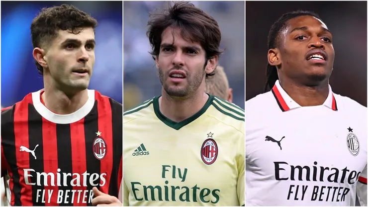 Christian Pulisic (left), Kaka (center), and Rafael Leao (right)