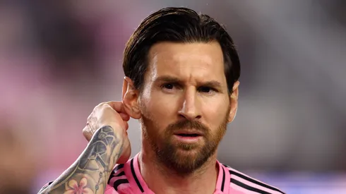 Lionel Messi #10 of Inter Miami CF looks on prior to the CONCACAF Champions Cup 2025 Quarter-final second leg match between Inter Miami CF and Los Angeles Football Club at Chase Stadium on April 09, 2025 in Fort Lauderdale, Florida.