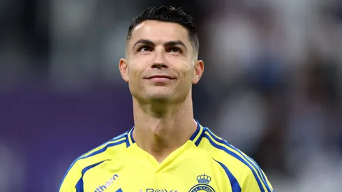 Cristiano Ronaldo of Al Nassr looks on prior to the Saudi Pro League match between Al Hilal v Al Nassr in the Kingdom Arena on April 04, 2025 in Riyadh, Saudi Arabia.
