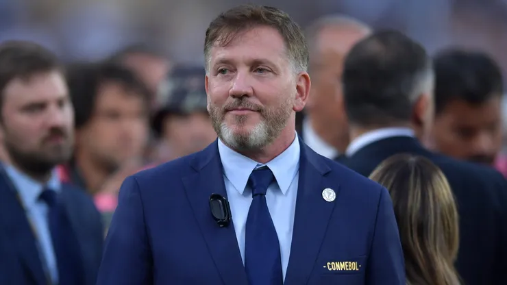 President of CONMEBOL Alejandro Dominguez looks on after Botafogo's win following the Copa CONMEBOL Libertadores 2024 Final between Atletico Mineiro and Botafogo at Estadio Más Monumental Antonio Vespucio Liberti on November 30, 2024 in Buenos Aires, Argentina.