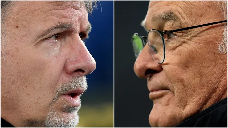 Head coach of Lazio, Marco Baroni (L) and Claudio Ranieri, Head Coach of AS Roma