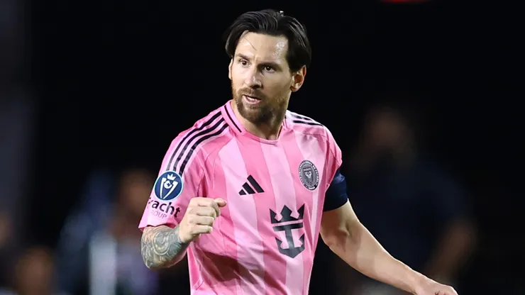 Lionel Messi #10 of Inter Miami CF celebrates after scoring the team's first goal during the CONCACAF Champions Cup 2025 Quarter-final second leg match between Inter Miami CF and Los Angeles Football Club at Chase Stadium on April 09, 2025 in Fort Lauderdale, Florida.