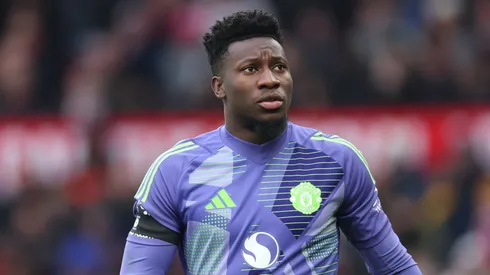 Andre Onana of Manchester United during the Premier League match between Manchester United FC and Crystal Palace FC at Old Trafford on February 02, 2025 in Manchester, England.