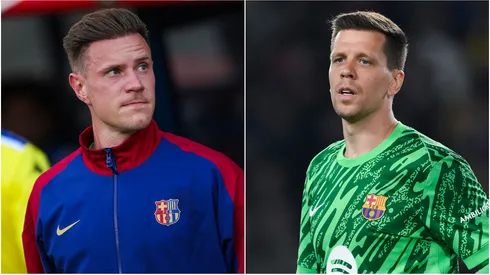 Marc Andre Ter Stegen (L) and Wojciech Szczesny (R) of FC Barcelona.
