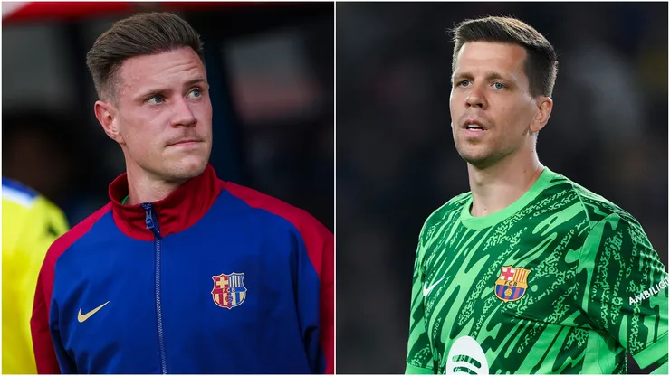 Marc Andre Ter Stegen (L) and Wojciech Szczesny (R) of FC Barcelona.