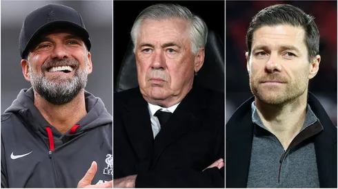 Jugen Klopp (left), Carlo Ancelotti (center), and Xabi Alonso (right)