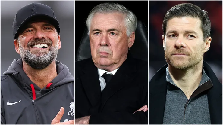 Jugen Klopp (left), Carlo Ancelotti (center), and Xabi Alonso (right)