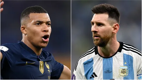 Kylian Mbappe (L) of France and Lionel Messi (R) of Argentina.
