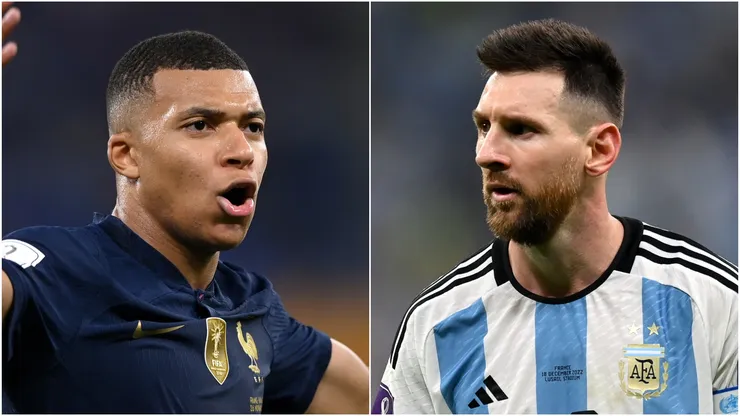 Kylian Mbappe (L) of France and Lionel Messi (R) of Argentina.
